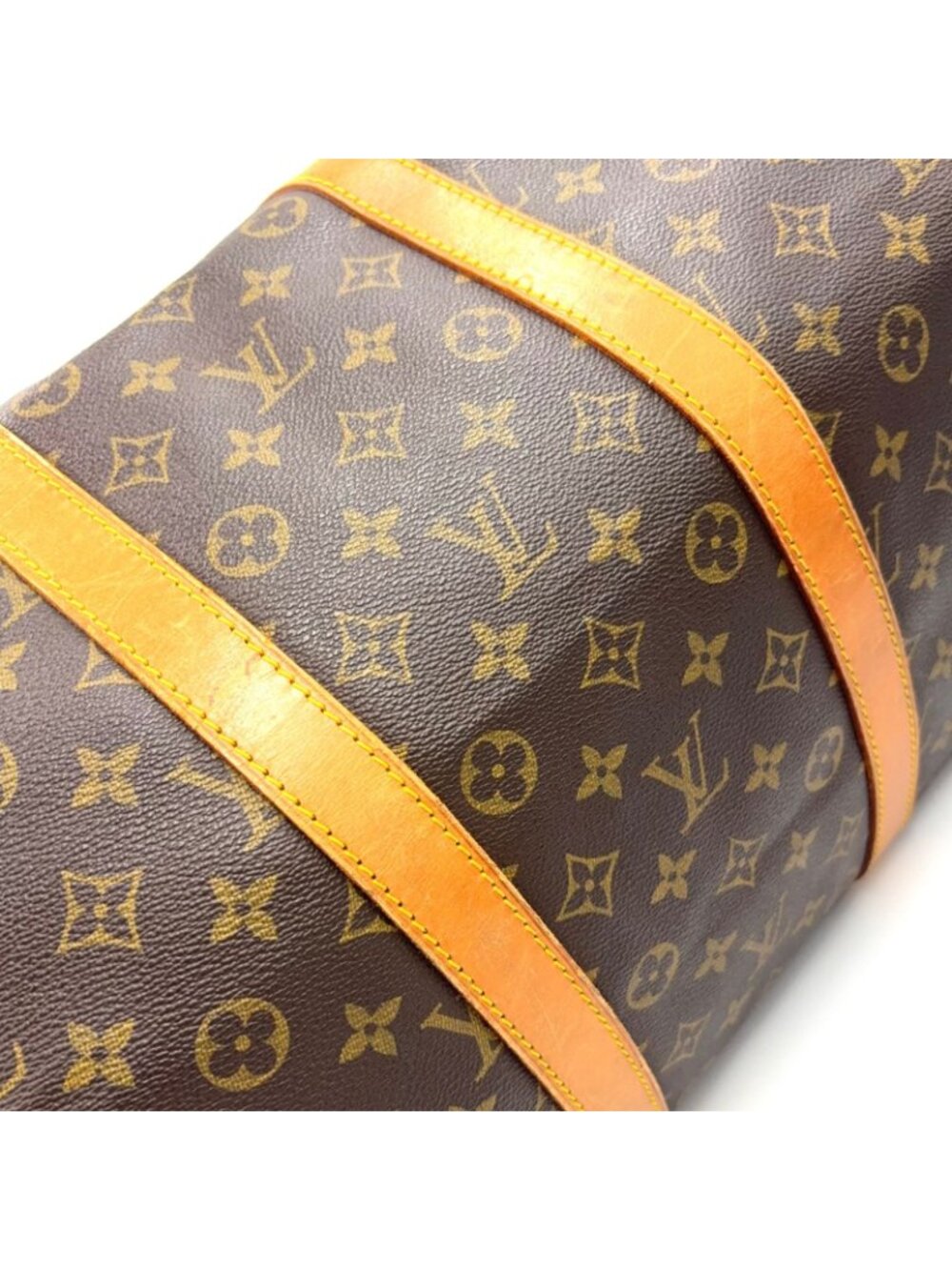 Louis Vuitton Keepall 55 Monogram Leather Brown Light Boston Bag Gold - Picture 9 of 15